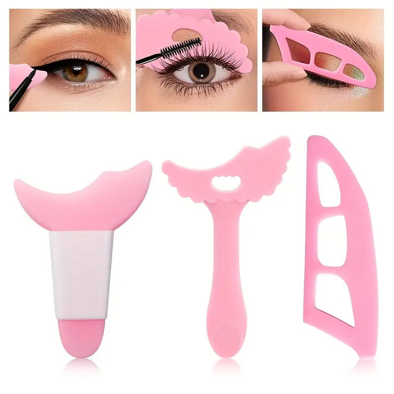 Beauty Makeup Drawing - 3 Stuks Siliconen Oogmake-up Stencils Wing