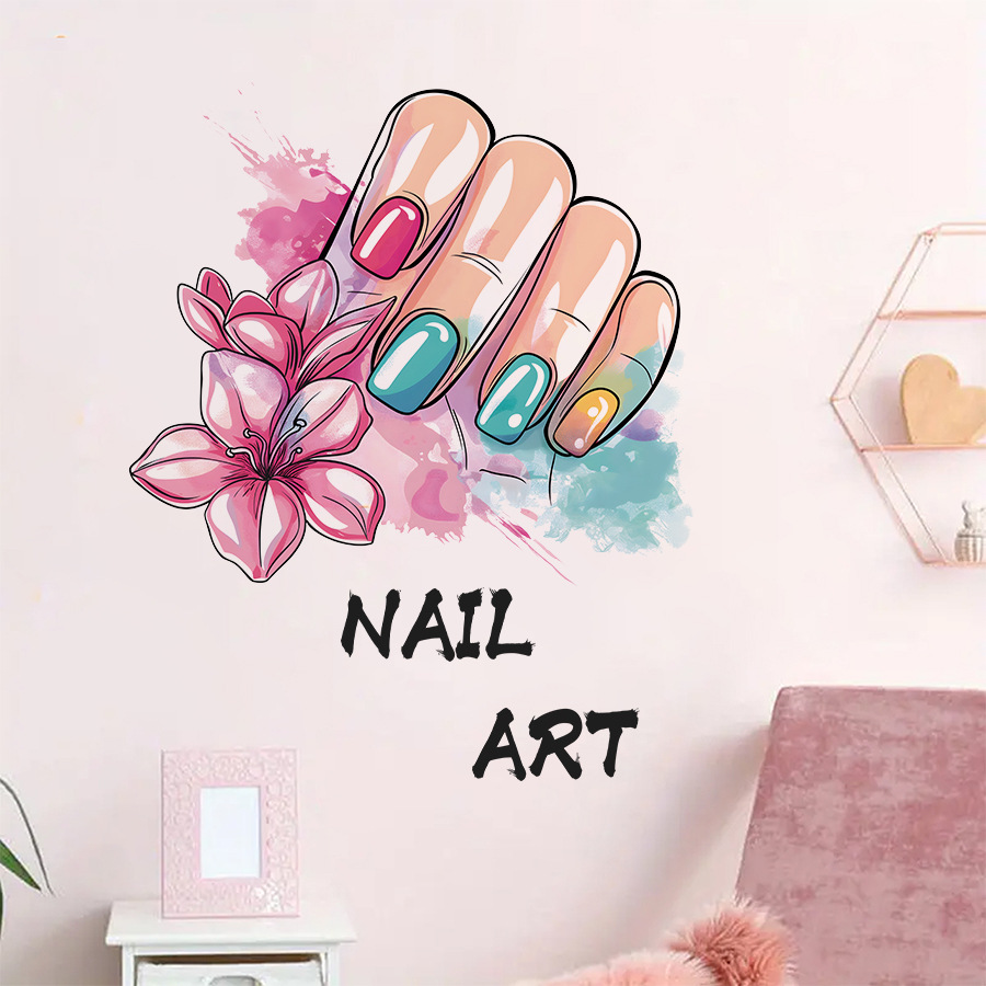 Beauty Makeup Wallpaper - Kleurrijke Make-Up Nail Art Salon Muurstickers