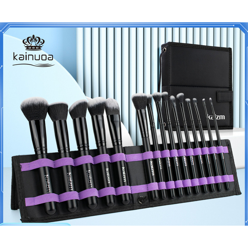 Your Beauty Makeup - 15-delige zwarte make-upborstelset, complete oogschaduw- en
