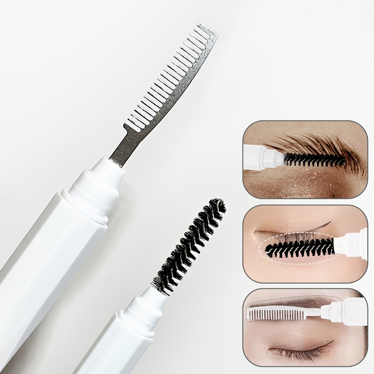 Beauty - Makeup - Eyes - Dubbelzijdige wenkbrauw- en wimperkam, spiraalborstel, fijn