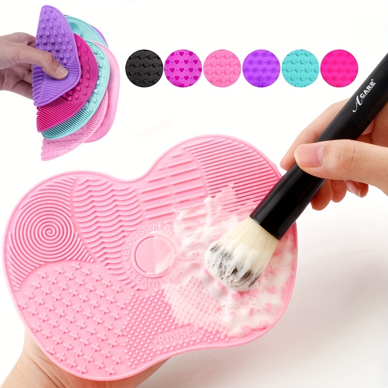 Beauty Makeup Fashion - 1Pc siliconen appelvormige make-upborstelreinigerpad met zuignap