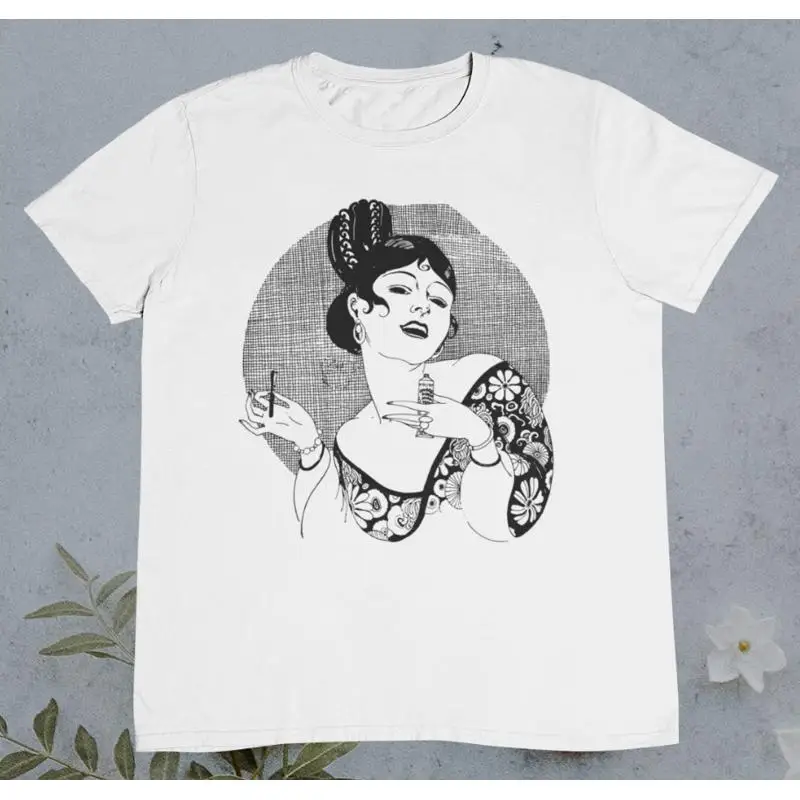 Beauty Makeup Drawing - Vintage mooie vrouw tekening T-shirt make-up