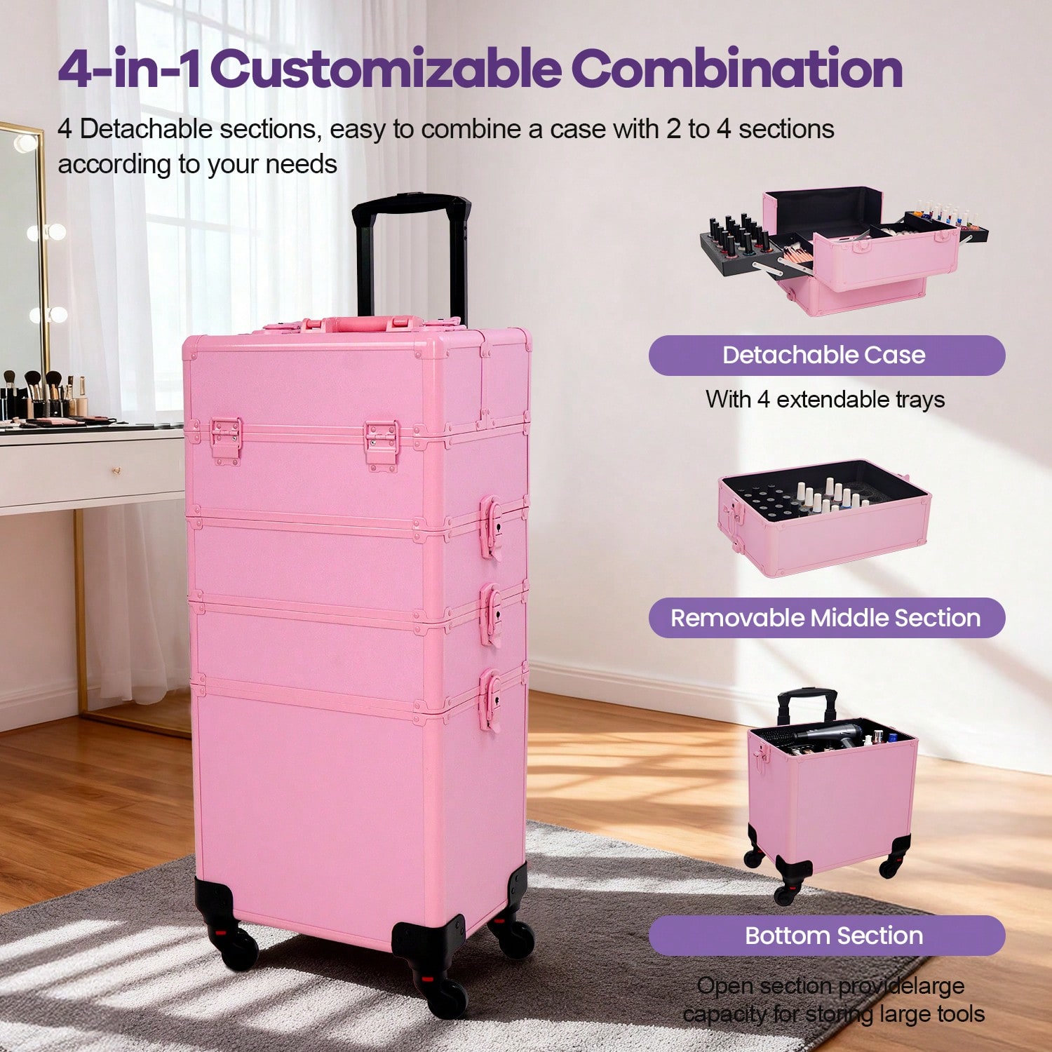 Rollende make-up koffer 4-in-1 - Beauty Makeup Case recensie en prijs